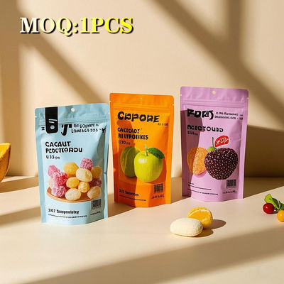 تولید کننده سفارشی چاپی قابل استفاده مجدد بسته بندی پلاستیکی رنگارنگ میوه میان وعده شیرینی درخشان ایستادن کیسه های مایلار با زیپ