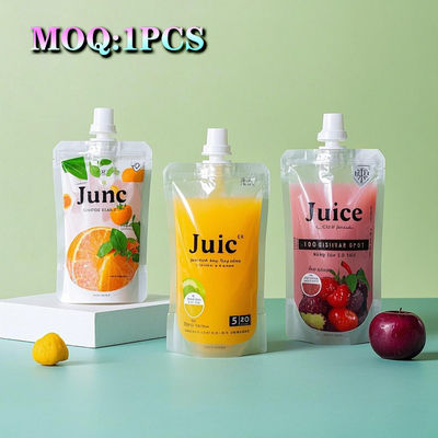 سقف با مانع بالا چاپ شده به صورت سفارشی در حال ایستادن اسپوت کیسه آبمیوه شیر آبمیوه مایع بسته بندی اسپوت کیسه