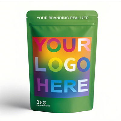 عمده فروشی سفارشی چاپ شده مایلار ضد بو 3.5 گرم 7 گرم 14 گرم 28 گرم مواد غذایی ایستاده کیسه زیپ پلاستیکی لیزر تریو 3.5 گرم کیسه با پنجره