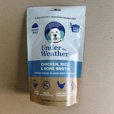 کیف ایستاده سفارشی سازگار با محیط زیست قابل باز کردن برای قهوه غذای حیوانات خانگی لوازم آرایشی 100g 500g 1kg