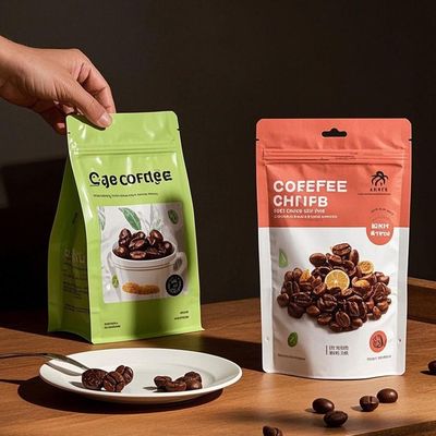 کوله های ایستاده مات چاپ شده سفارشی دید جزئی پنجره زپ قابل باز کردن FDA سازگار برای غذا