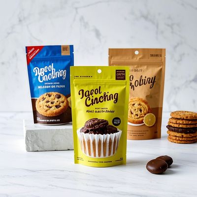 بسته های کاغذی آلومینیوم چاپ شده سفارشی Doypack بوی ضد عفونی مواد غذایی پلاستیکی کوکی ایستاده Zipper Mylar Bags