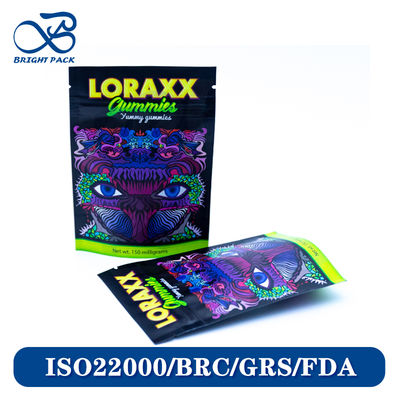 بسته بندی کیسه های ایستاده چاپ شده پر جنب و جوش برای آدامس با الگوی برند با رنگ بالا قابل تنظیم.