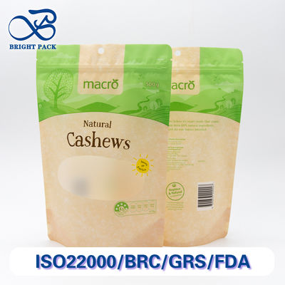 کیسه‌های ایستاده زیپ‌دار برای بسته‌بندی مواد غذایی خشک با پنجره‌های شفاف و مواد درجه غذایی تخفیف برای سفارشات عمده.