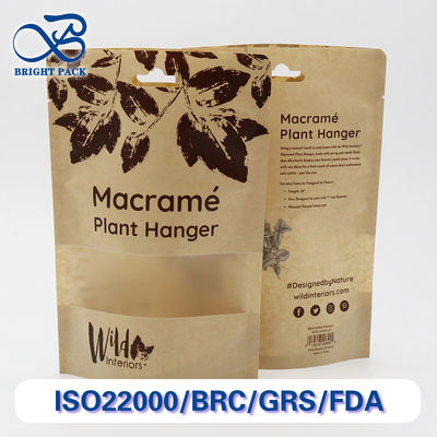 کیسه های کاغذی کرافت قابل بازیافت و تجزیه با پنجره های شفاف برای بسته بندی محصولات روزانه با چاپ سفارشی