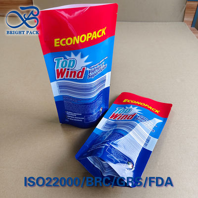 پاکت ایستاده RPET 30% برای تمیز کننده شیشه، دارای گواهی GRS، عاری از فلزات سنگین، EU REACH