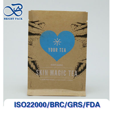 کیسه های کاغذی کرافت با بسته بندی چای با چاپ و اندازه های سفارشی قابل بازیافت و کمپوست