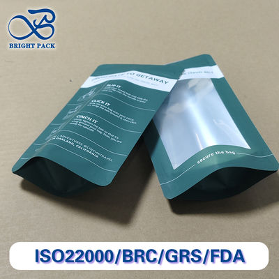 کیسه های بسته بندی مواد غذایی ایستاده PE با پنجره عرض 10 سانتی متر تا 50 سانتی متر